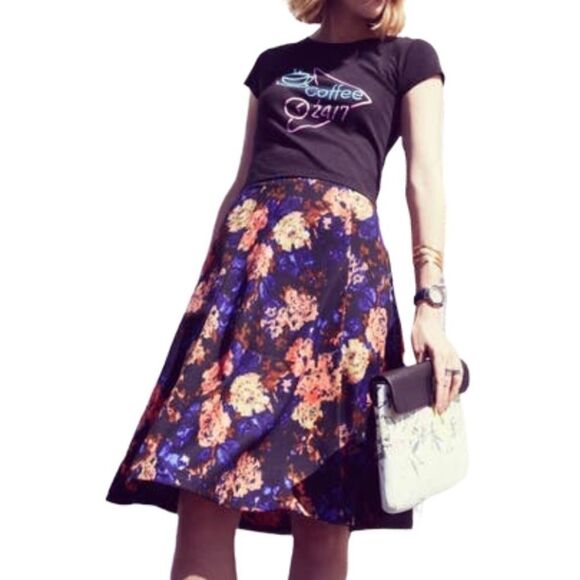ASTR Neon Floral A-Line Midi Skirt - Picture 4 of 4